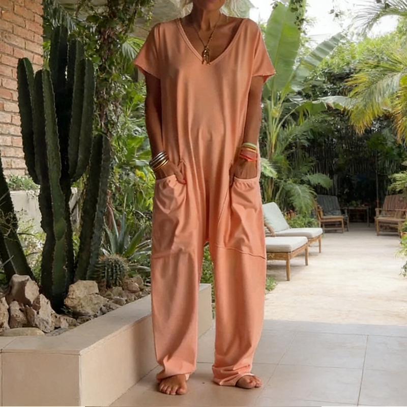 đ„Ny modell 2026đ„Vardaglig överdimensionerad jumpsuit med V-ringning â Mjukt material, smickrande och trendig