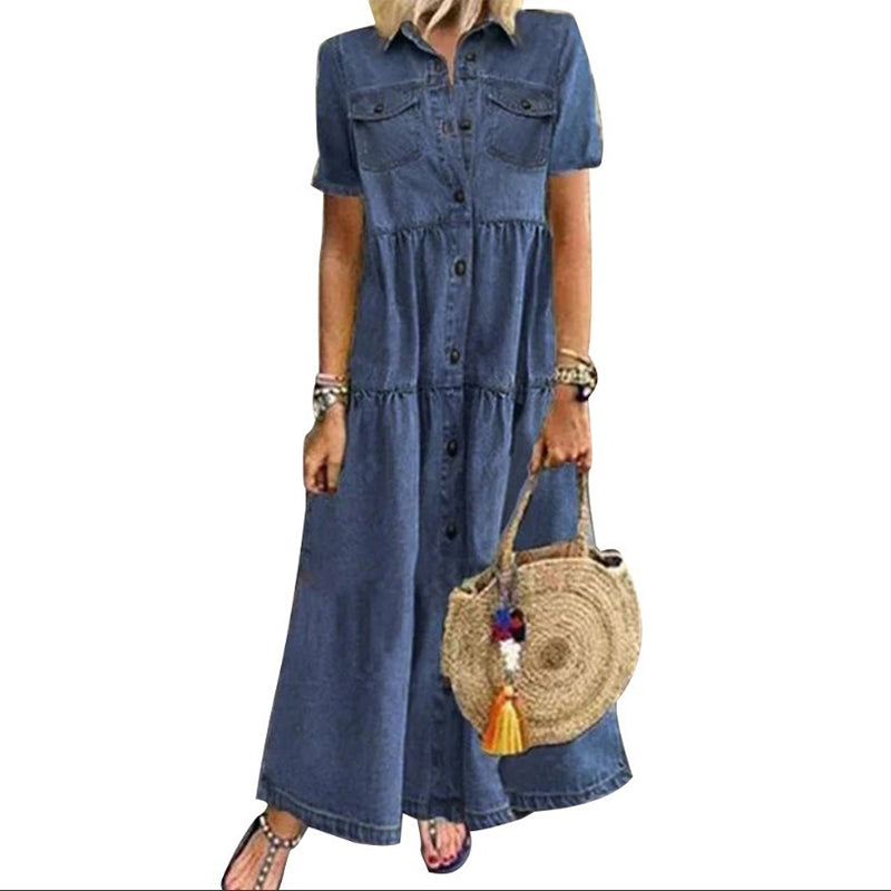 đâšVintage-maxiklĂ€nning i denim för damer â avslappnad vardagschicđ„