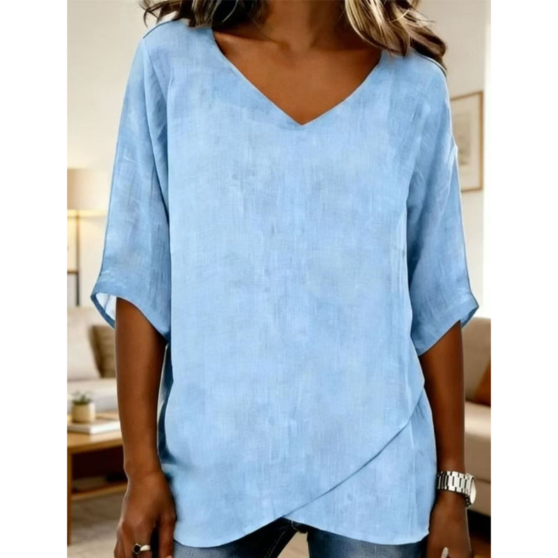 đ Andningsbar topp med v-ringning för kvinnor
