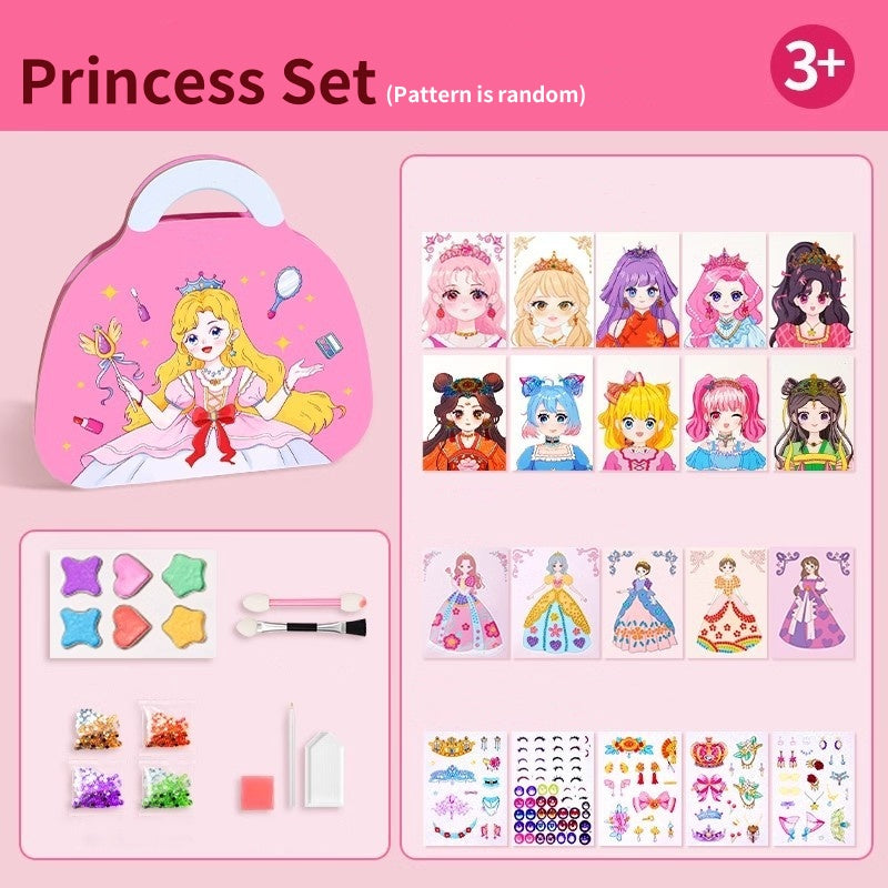 đ 50% RABATT NU! đš Prinsess Papper Smink Kreativt Kit â Sminklek Utan Röra â Allt-i-ett Set med KlistermĂ€rken & DiamantmĂ„lning â Perfekt för Kreativa Barn đïž