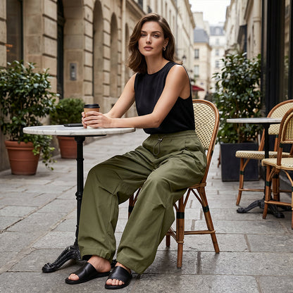 👖 50 % RABATT NU! 🏆 Voluminösa, veckade byxor i lanternstil – luftiga, eleganta och med vida ben – perfekta för en chic sommarlook eller ett formellt tillfälle ✨