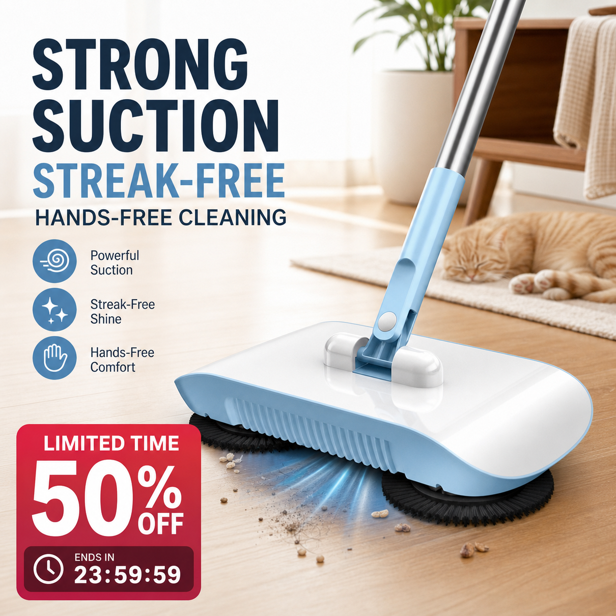 📢📢50 % RABATT !! ⏰Smart robotdammsugare med mopp och sopborste