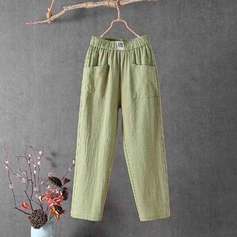 🔥SISTA DAGENS ERBJUDANDE 50% RABATT⏰🌿👖Dam luftiga sommarbyxor i haremmodell🏖️