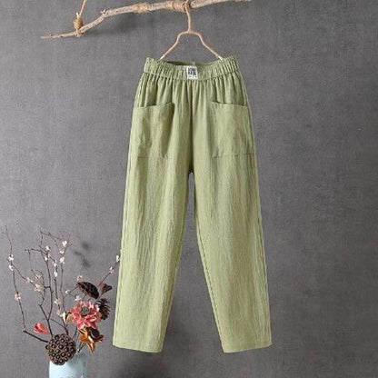 🔥SISTA DAGENS ERBJUDANDE 50% RABATT⏰🌿👖Dam luftiga sommarbyxor i haremmodell🏖️