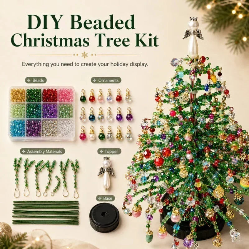 🎄 50% RABATT NU! DIY‑kit med pärlgran – komplett set med pärlor, ängeldekoration & instruktioner – skapa din egen glittrande juldekoration – perfekt present och pysselprojekt för hela familjen 🎅✨