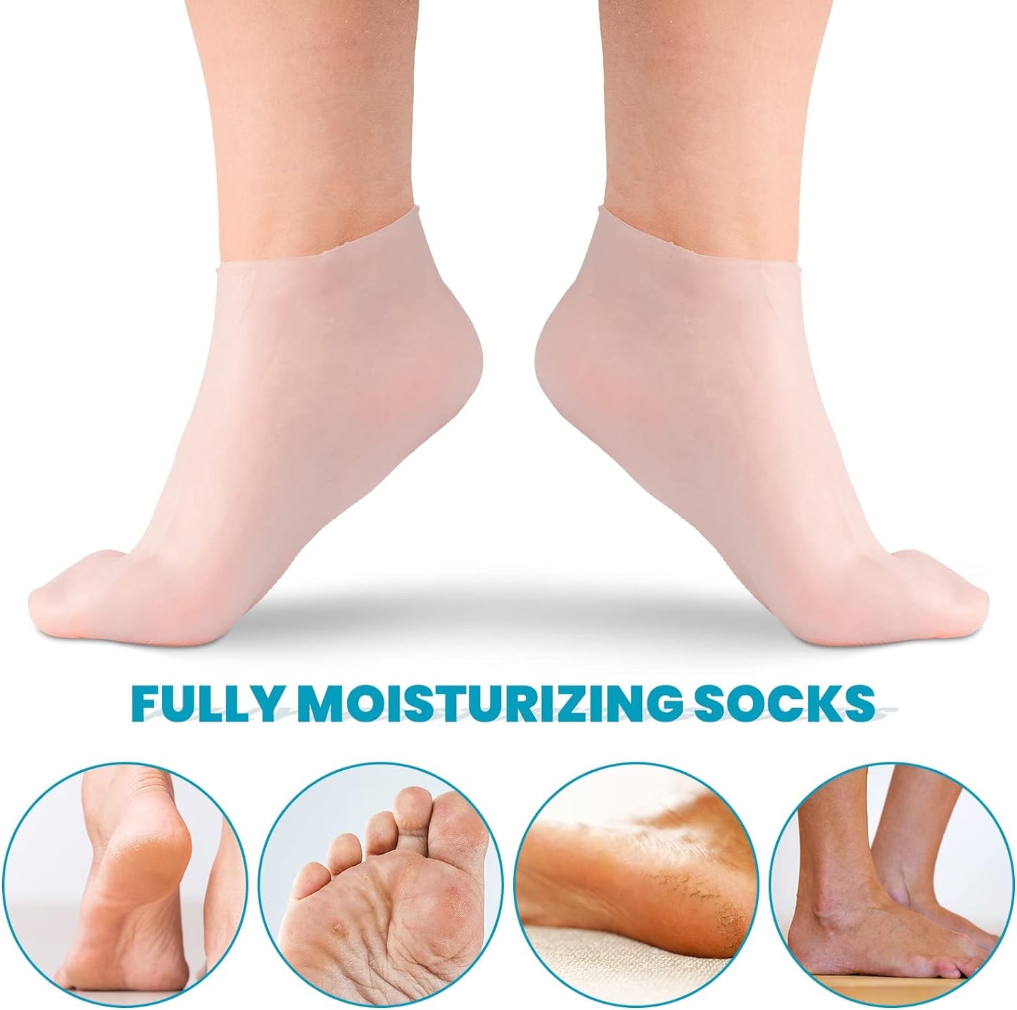 🔥Få 3 stycken för priset av 1!✨Njut av fotspa var som helst, när som helst!👣Fuktgivande fotmaskar, exfolierande silikonstrumpor