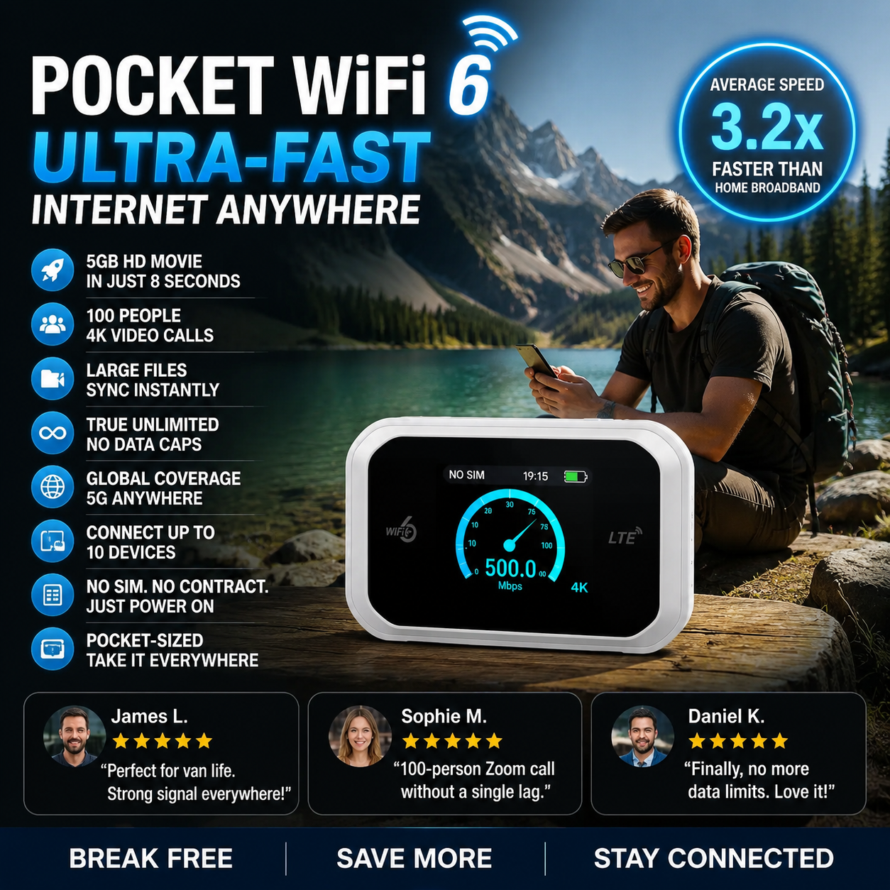 📶 50% RABATT NU! Mobil hotspot med full WiFi-täckning – inget SIM-kort, inga roamingavgifter, internet överallt 🌍📱