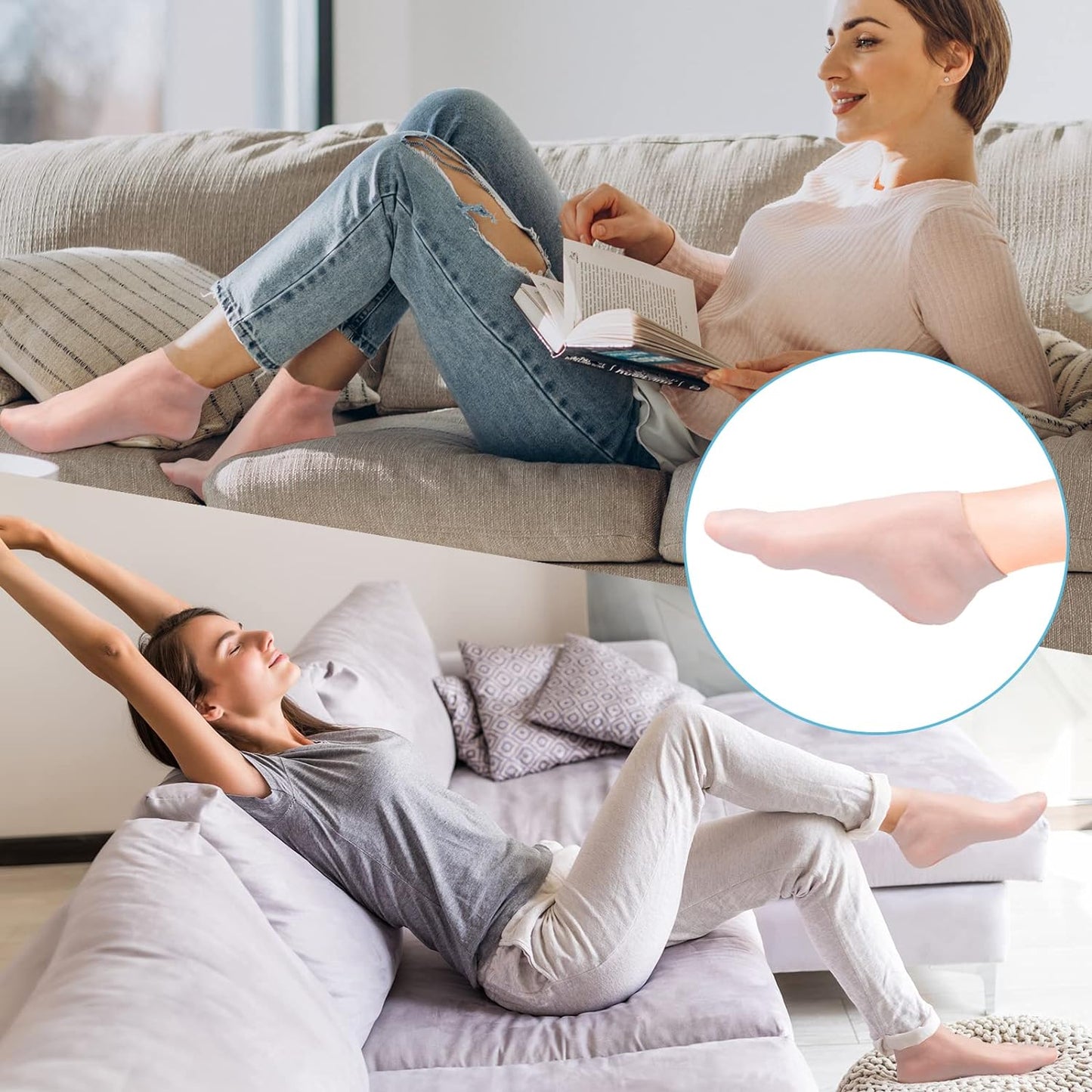 🔥Få 3 stycken för priset av 1!✨Njut av fotspa var som helst, när som helst!👣Fuktgivande fotmaskar, exfolierande silikonstrumpor
