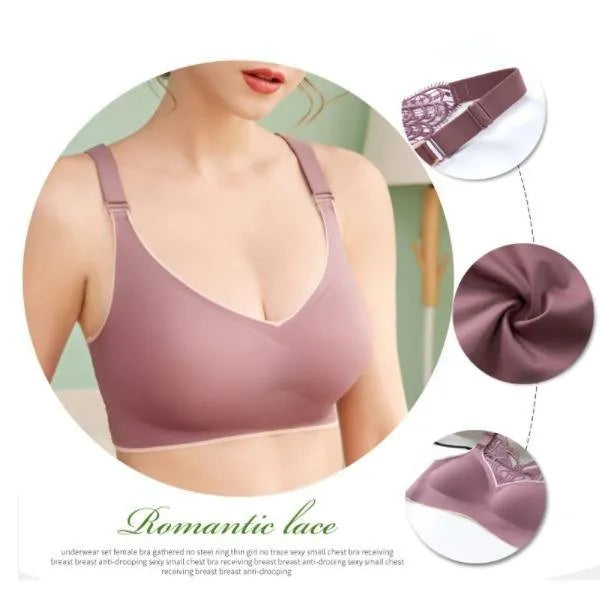 🦋 50% RABATT NU! 👙 Bygellös BH med Fjärilsbroderi – Is-silke Komfort & Lyft – Perfekt för Plus Size – Bär Hela Dagen 💕