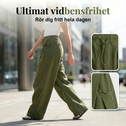 👖 50 % RABATT NU! 🏆 Voluminösa, veckade byxor i lanternstil – luftiga, eleganta och med vida ben – perfekta för en chic sommarlook eller ett formellt tillfälle ✨