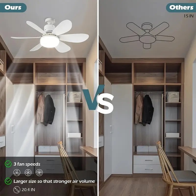🔥 SmartBreez™ 40W LED-takfläkt med lampa ✨ Ultratis, 20,5” med fjärrkontroll 🎯 Perfekt för sovrum 😴, kök 👩‍🍳 & garage 🛠️ + GRATIS B22-adapter 🔌