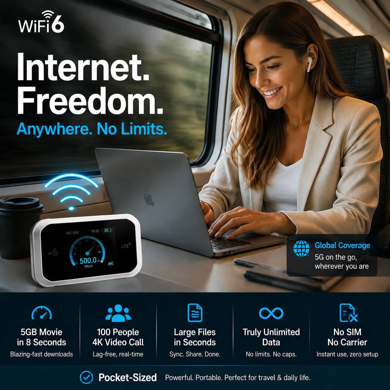 📶 50% RABATT NU! Mobil hotspot med full WiFi-täckning – inget SIM-kort, inga roamingavgifter, internet överallt 🌍📱