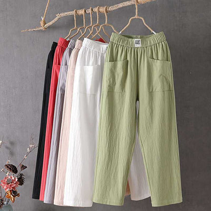 🔥SISTA DAGENS ERBJUDANDE 50% RABATT⏰🌿👖Dam luftiga sommarbyxor i haremmodell🏖️