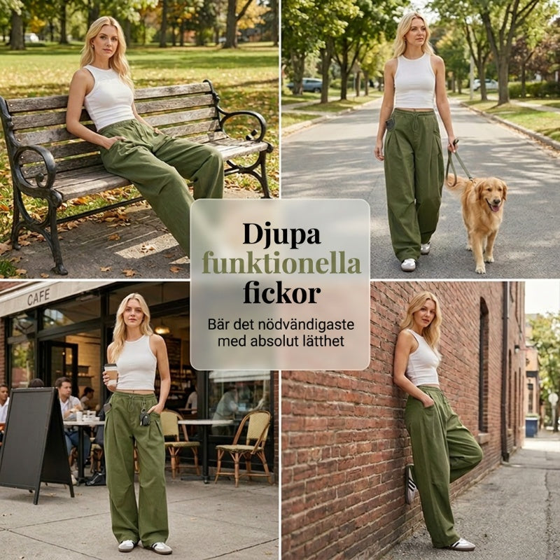 👖 50 % RABATT NU! 🏆 Voluminösa, veckade byxor i lanternstil – luftiga, eleganta och med vida ben – perfekta för en chic sommarlook eller ett formellt tillfälle ✨