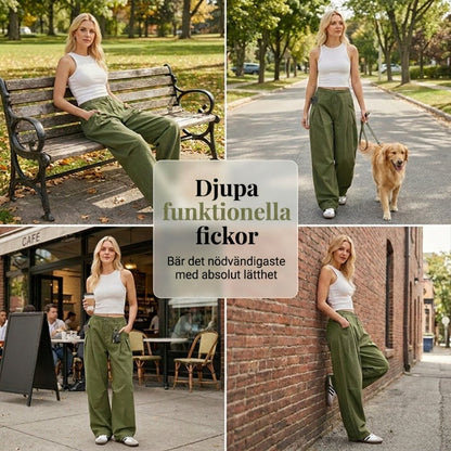 👖 50 % RABATT NU! 🏆 Voluminösa, veckade byxor i lanternstil – luftiga, eleganta och med vida ben – perfekta för en chic sommarlook eller ett formellt tillfälle ✨