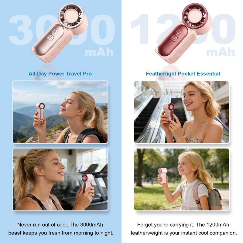 ❄️Mini-handfläkt med LED-display👍5-stegs turbofläkt i fickformat✨Laddas via USB, snabb kylning för resor och när du sminkar dig