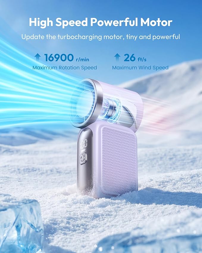 ❄️Mini-handfläkt med LED-display👍5-stegs turbofläkt i fickformat✨Laddas via USB, snabb kylning för resor och när du sminkar dig