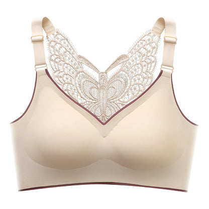 🦋 50% RABATT NU! 👙 Bygellös BH med Fjärilsbroderi – Is-silke Komfort & Lyft – Perfekt för Plus Size – Bär Hela Dagen 💕