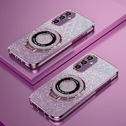 🔥40 % de descuento🔥Funda para teléfono Samsung con purpurina magnética galvanizada y soporte invisible