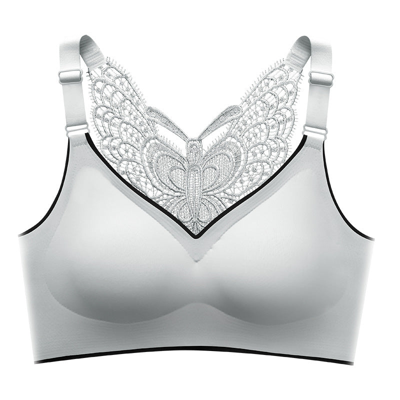 🦋 50% RABATT NU! 👙 Bygellös BH med Fjärilsbroderi – Is-silke Komfort & Lyft – Perfekt för Plus Size – Bär Hela Dagen 💕