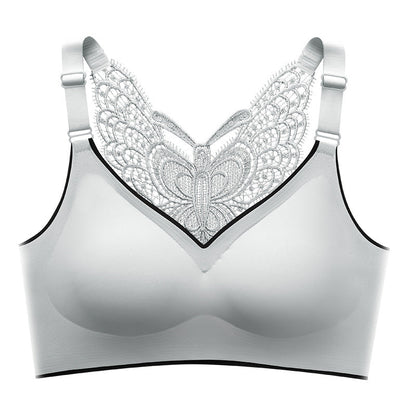 🦋 50% RABATT NU! 👙 Bygellös BH med Fjärilsbroderi – Is-silke Komfort & Lyft – Perfekt för Plus Size – Bär Hela Dagen 💕