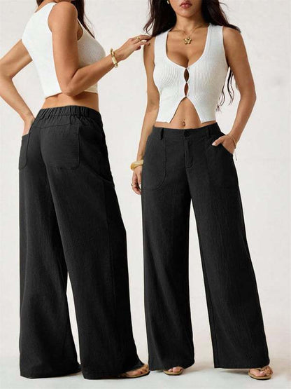 👖 50% RABATT NU! ✨ Dambyxor med Hög Midja & Vida Ben – Sval & Smickrande – Perfekt för Vår, Sommar & Semester 🌿