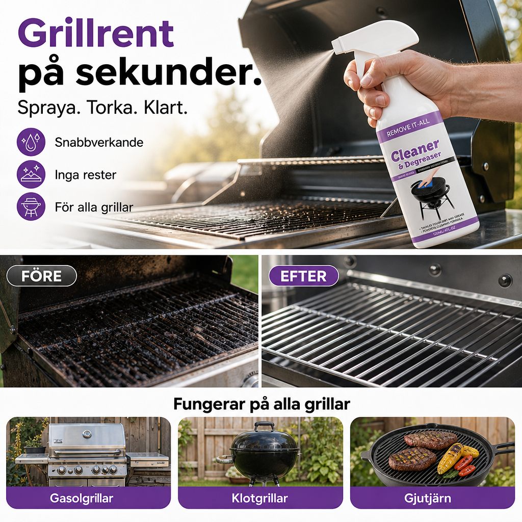 🧼 Kraftfull grillrengöring & avfettning – löser upp fett, smuts och fastbrända rester 🔥