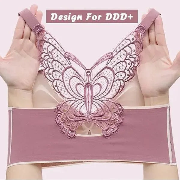 🦋 50% RABATT NU! 👙 Bygellös BH med Fjärilsbroderi – Is-silke Komfort & Lyft – Perfekt för Plus Size – Bär Hela Dagen 💕