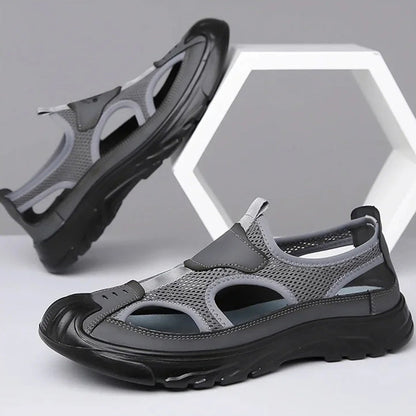 👞 50% RABATT NU! ☀️ Lättviktssandaler för Herr – Mjuk Sula & Nät – Andningsbar & Bekväm 🏖️