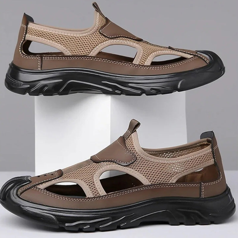 👞 50% RABATT NU! ☀️ Lättviktssandaler för Herr – Mjuk Sula & Nät – Andningsbar & Bekväm 🏖️