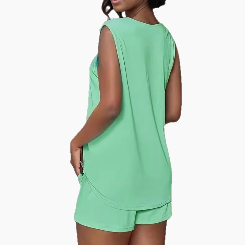 ✨Tvådelat set: ärmlös tanktopp och shorts för kvinnor