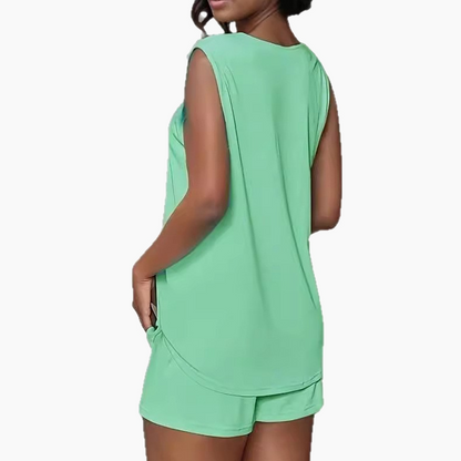 ✨Tvådelat set: ärmlös tanktopp och shorts för kvinnor