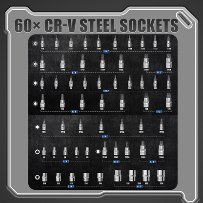 🏆🔩 Ultimate socket set for mechanics – CR-V Steel Sockets Set🔧64% discount