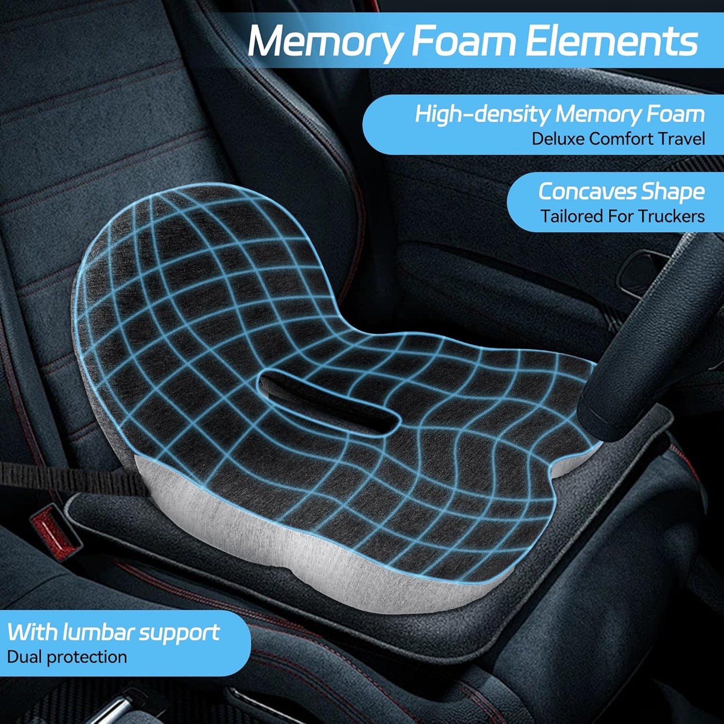 🎁Begränsad försäljning 50% rabatt🎁【Ergonomisk design】Sits av halkfritt minnesskum 💕For the most comfortable driving🎉