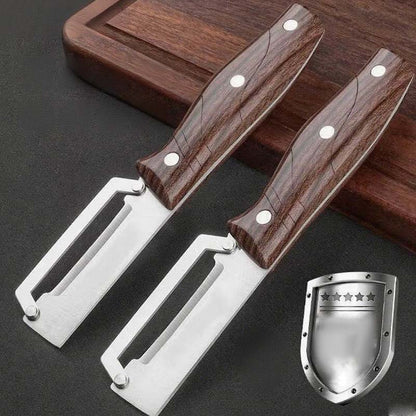 Multifunktionell grönsaksskalare – rakbladsvass, ergonomiskt trähandtag & flasköppnare – köp 2 få 1 gratis 🔪🥕