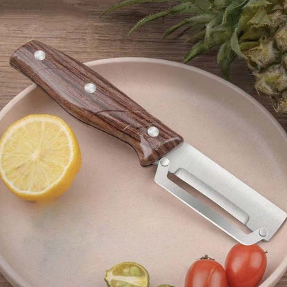 Multifunktionell grönsaksskalare – rakbladsvass, ergonomiskt trähandtag & flasköppnare – köp 2 få 1 gratis 🔪🥕