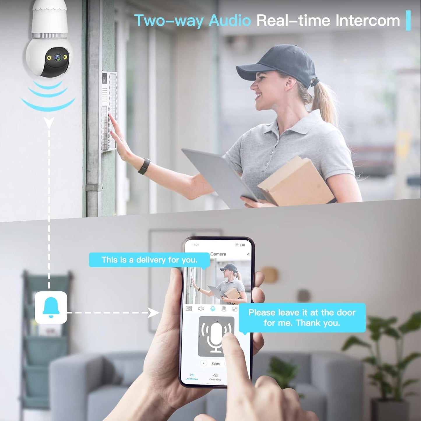 🔥Helt ny uppgradering✨4 MP säkerhetskamera i form av en glödlampa – trådlös 5G- och 2,4 GHz-kamera för inomhus- och utomhusbruk med mörkerseende