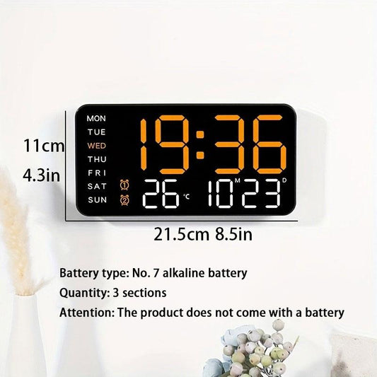 ⏰ Endast nu 49% rabatt!🔥Stor digital väggklocka med LED-display, datum och termometer