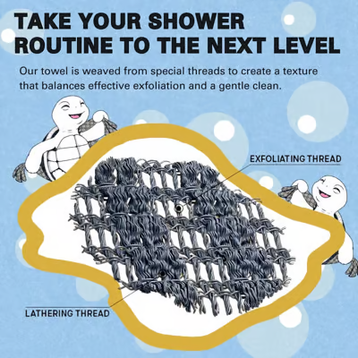 🛀Exfolierande och antibakteriell duschhandduk - Naturliga fibrer berikade med silver för strålande hud utan kemikalier