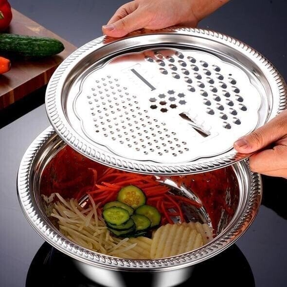 🥣 50% RABATT NU! 🍽️ Multifunktionell Behållare i Rostfritt Stål från Tyskland – 3-delat Set – Perfekt för Siktning, Rivning & Förvaring – Livsmedelsklassat 201 Rostfritt Stål 🍲