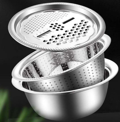 🥣 50% RABATT NU! 🍽️ Multifunktionell Behållare i Rostfritt Stål från Tyskland – 3-delat Set – Perfekt för Siktning, Rivning & Förvaring – Livsmedelsklassat 201 Rostfritt Stål 🍲