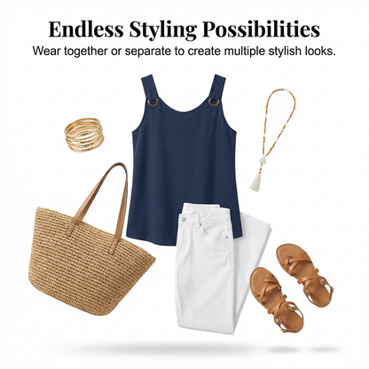 👚🩳 Avslappnat set med ringdetalj och shorts