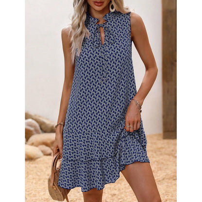 👗 50% RABATT NU! 🎀 Klänning med Rosett & Grafiskt Mönster – Lekfull & Chic – Perfekt för Kontor, Middag & Afterwork ✨