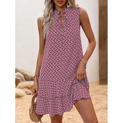 👗 50% RABATT NU! 🎀 Klänning med Rosett & Grafiskt Mönster – Lekfull & Chic – Perfekt för Kontor, Middag & Afterwork ✨