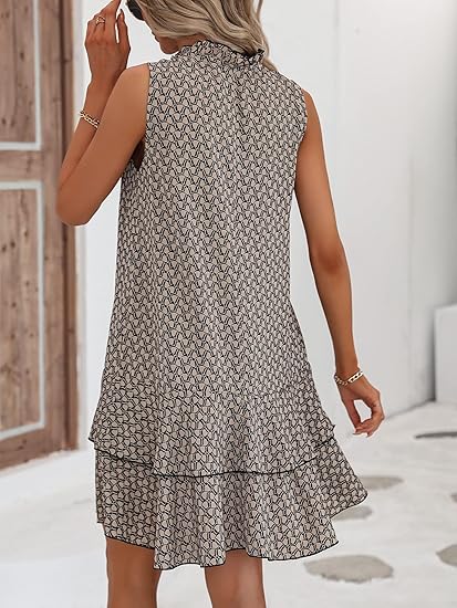 👗 50% RABATT NU! 🎀 Klänning med Rosett & Grafiskt Mönster – Lekfull & Chic – Perfekt för Kontor, Middag & Afterwork ✨