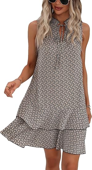 👗 50% RABATT NU! 🎀 Klänning med Rosett & Grafiskt Mönster – Lekfull & Chic – Perfekt för Kontor, Middag & Afterwork ✨