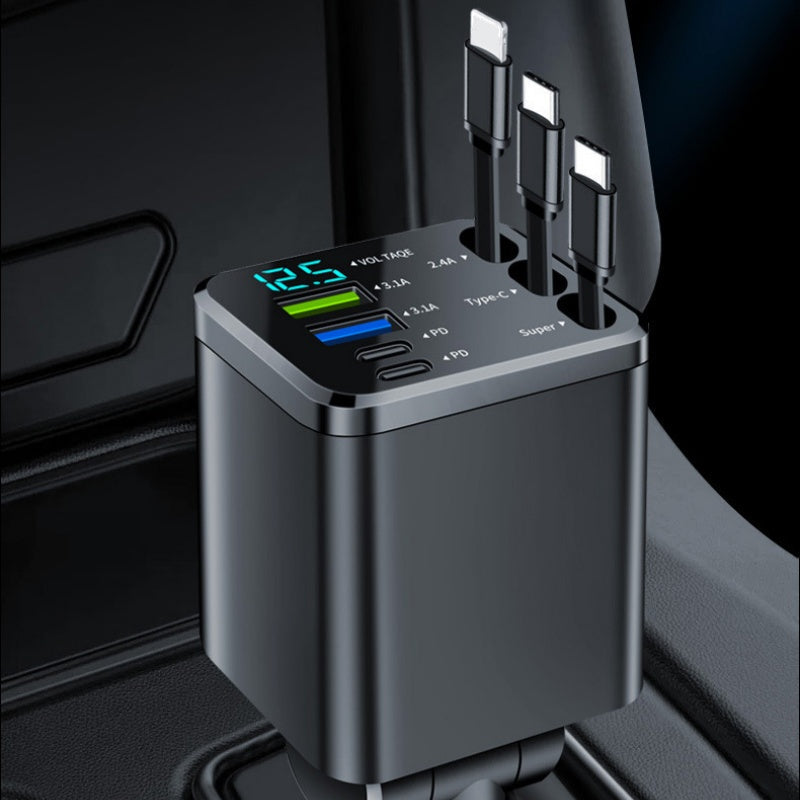 🎁Tidsbegränsat exklusivt erbjudande! ⏰Snabbladdande 7-i-1-laddare med utdragbar kabel och spänningsdisplay – USB-C för Android och Lightning för Apple🔋📱