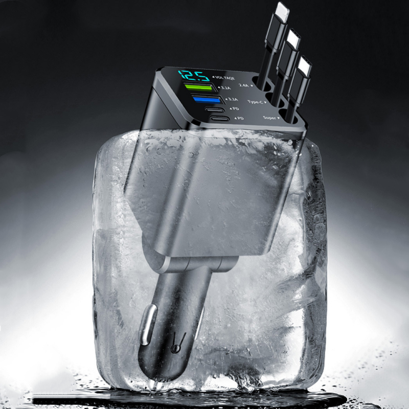 🎁Tidsbegränsat exklusivt erbjudande! ⏰Snabbladdande 7-i-1-laddare med utdragbar kabel och spänningsdisplay – USB-C för Android och Lightning för Apple🔋📱