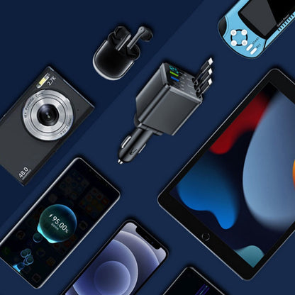 🎁Tidsbegränsat exklusivt erbjudande! ⏰Snabbladdande 7-i-1-laddare med utdragbar kabel och spänningsdisplay – USB-C för Android och Lightning för Apple🔋📱