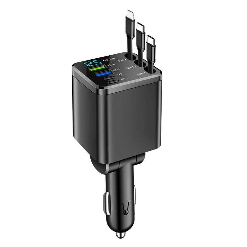 🎁Tidsbegränsat exklusivt erbjudande! ⏰Snabbladdande 7-i-1-laddare med utdragbar kabel och spänningsdisplay – USB-C för Android och Lightning för Apple🔋📱